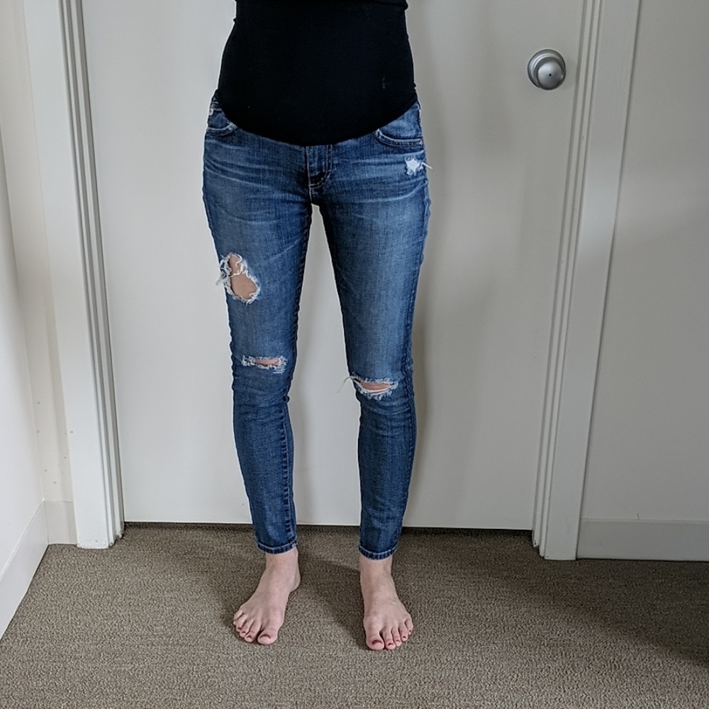 AG destroyed skinny maternity jeans